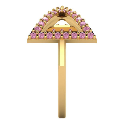 0.2475 cttw Zirconia Simulated Pink Diamond Statement Engagement Ring - Solid Gold (VVS1, Round Cut,1.2mm)