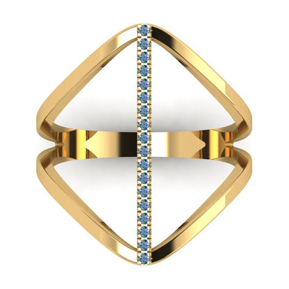 0.09 cttw Blue Moissanite Statement Engagement Ring - Solid Gold (Round Cut,1.0mm)