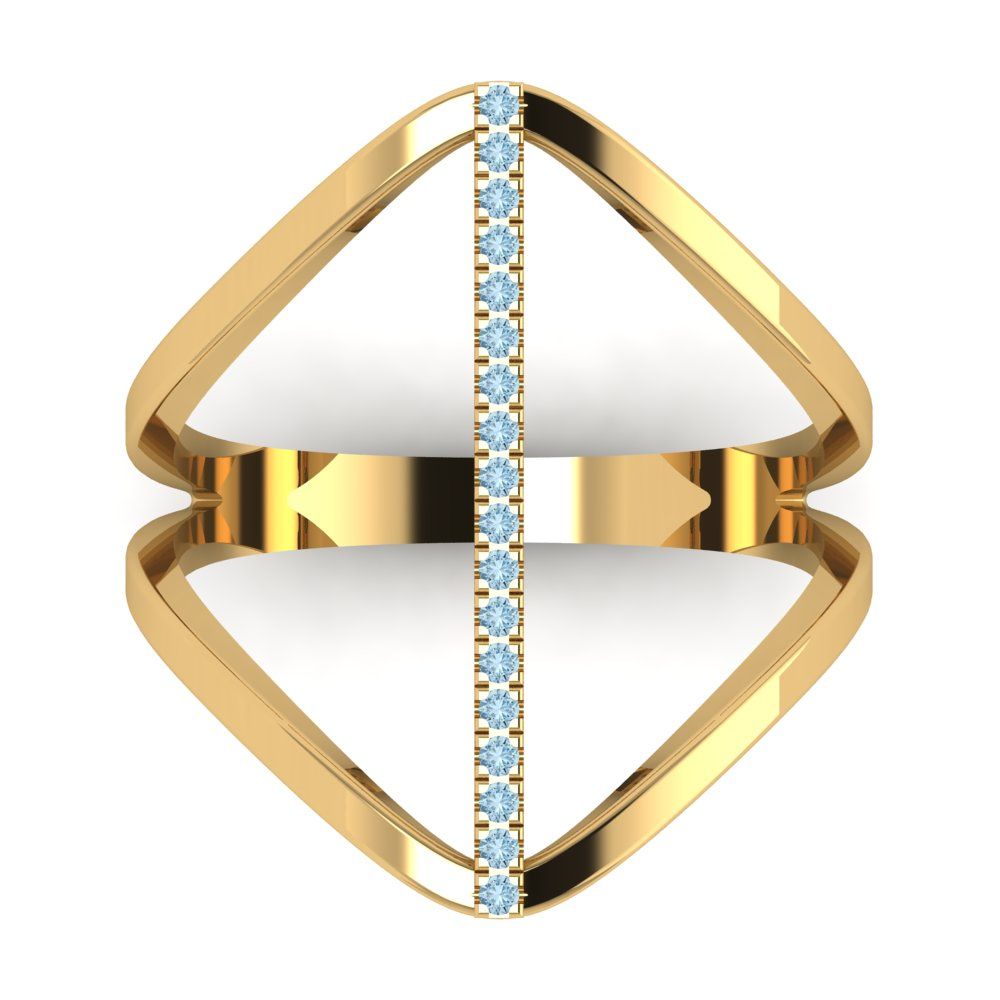 0.09 cttw Natural Aquamarine Statement Engagement Ring - Solid Gold (Round Cut,1.0mm)