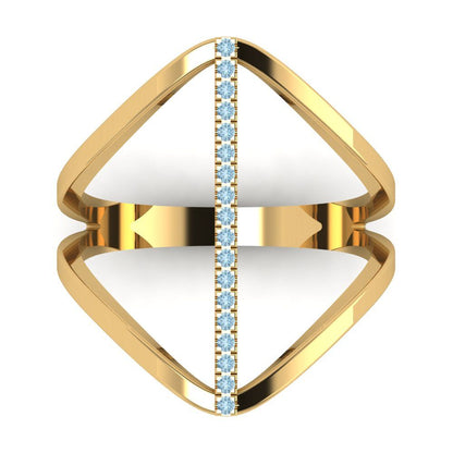 0.09 cttw Natural Aquamarine Statement Engagement Ring - Solid Gold (Round Cut,1.0mm)