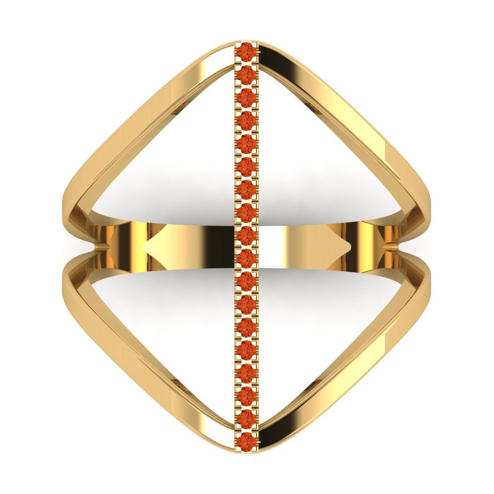 0.09 cttw Zirconia Simulated Red Diamond Statement Engagement Ring - Solid Yellow Gold (VVS1, Round Cut,1.0mm)