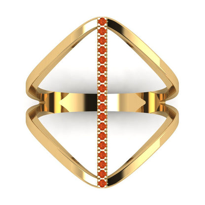 0.09 cttw Zirconia Simulated Red Diamond Statement Engagement Ring - Solid Yellow Gold (VVS1, Round Cut,1.0mm)