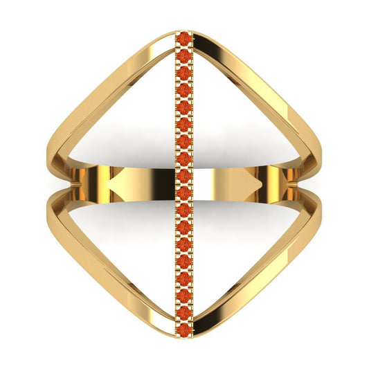 0.09 cttw Zirconia Simulated Red Diamond Statement Engagement Ring - Solid Yellow Gold (VVS1, Round Cut,1.0mm)