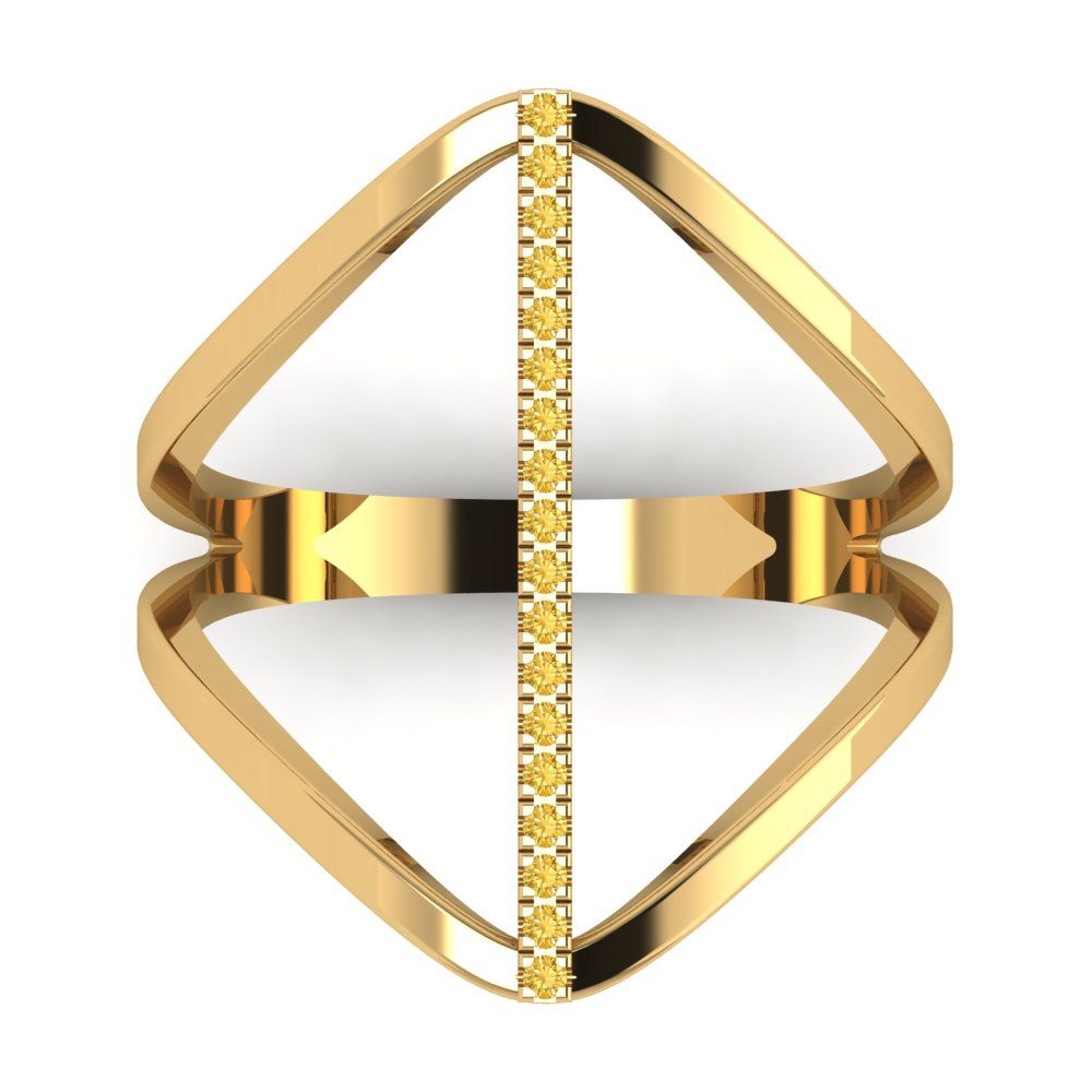 0.09 cttw Zirconia Simulated Yellow Diamond Statement Engagement Ring - Solid Yellow Gold (VVS1, Round Cut,1.0mm)