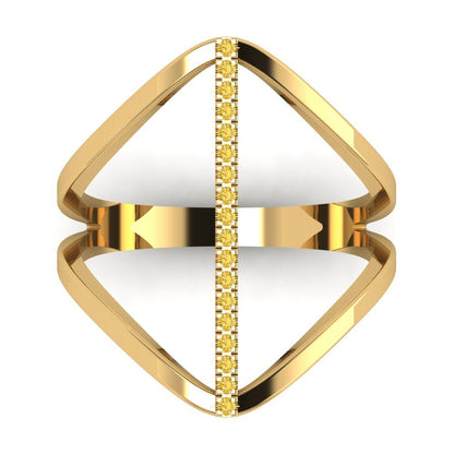 0.09 cttw Zirconia Simulated Yellow Diamond Statement Engagement Ring - Solid Yellow Gold (VVS1, Round Cut,1.0mm)