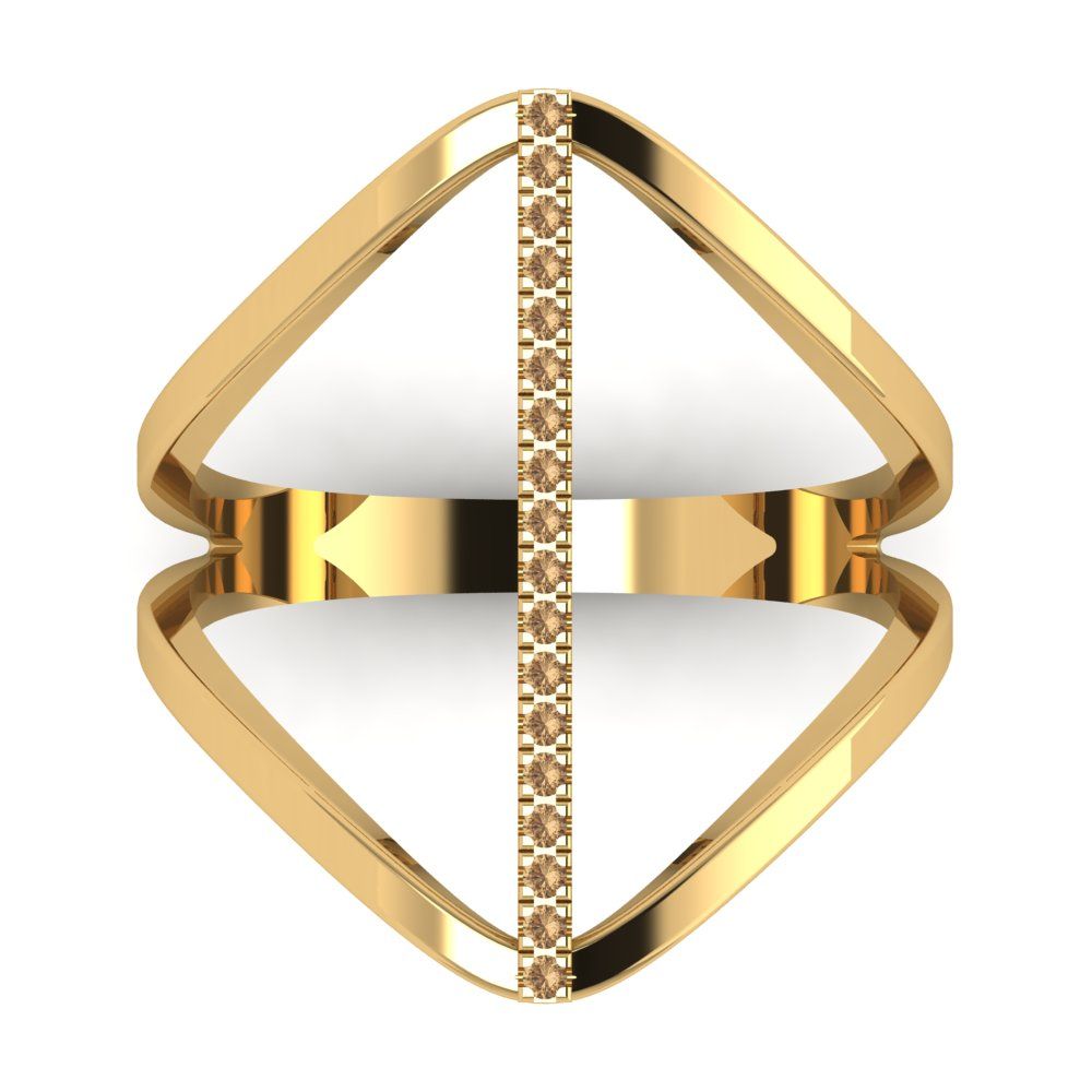 0.09 cttw Zirconia Simulated Champagne Diamond Statement Engagement Ring - Solid Gold (VVS1, Round Cut,1.0mm)