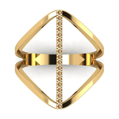 0.09 cttw Zirconia Simulated Champagne Diamond Statement Engagement Ring - Solid Gold (VVS1, Round Cut,1.0mm)