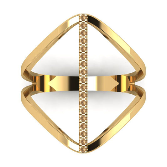 0.09 cttw Zirconia Simulated Champagne Diamond Statement Engagement Ring - Solid Yellow Gold (VVS1, Round Cut,1.0mm)