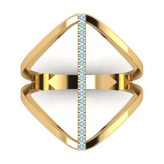 0.09 cttw Natural Swiss Blue Topaz Statement Engagement Ring - Solid Yellow Gold (VVS1, Round Cut,1.0mm)