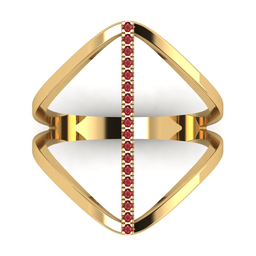 0.09 cttw Natural Garnet Statement Engagement Ring - Solid Yellow Gold (VVS1, Round Cut,1.0mm)