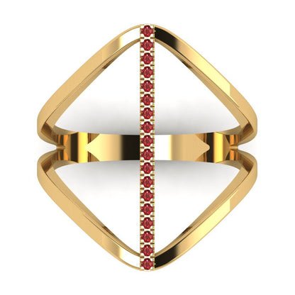 0.09 cttw Natural Garnet Statement Engagement Ring - Solid Yellow Gold (VVS1, Round Cut,1.0mm)