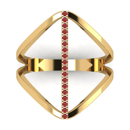 0.09 cttw Natural Garnet Statement Engagement Ring - Solid Yellow Gold (VVS1, Round Cut,1.0mm)