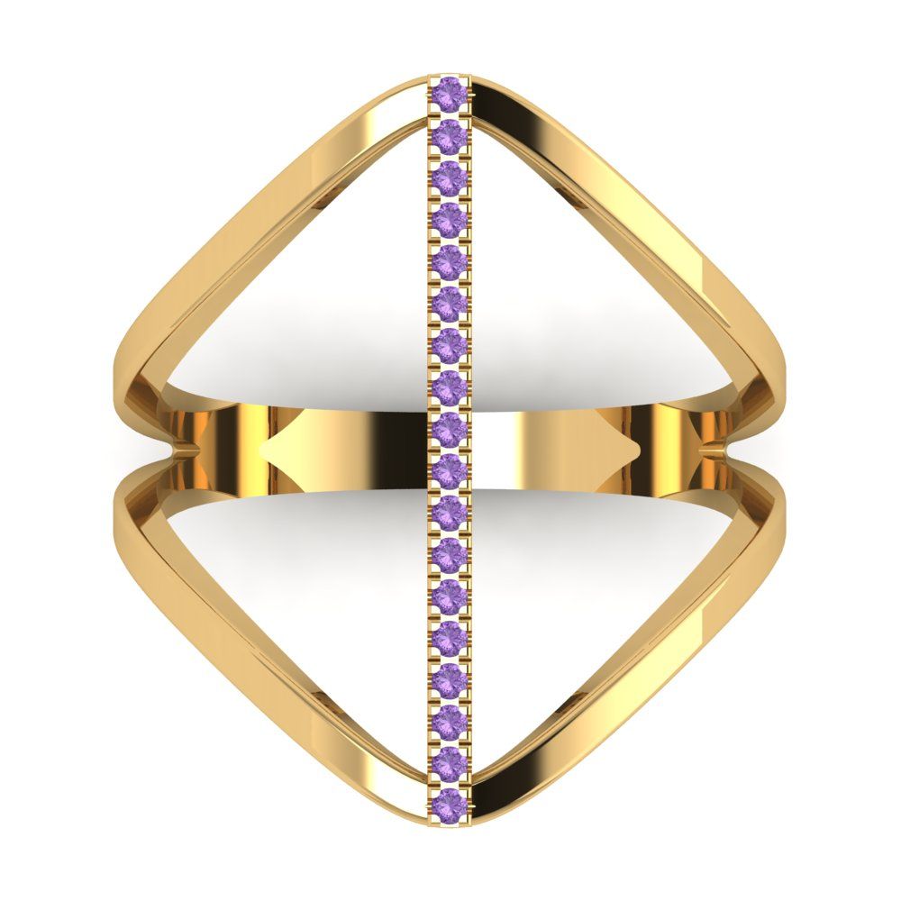 0.09 cttw Simulated Alexandrite Statement Engagement Ring - Solid Gold (Round Cut,1.0mm)