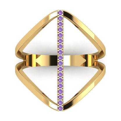 0.09 cttw Simulated Alexandrite Statement Engagement Ring - Solid Gold (Round Cut,1.0mm)