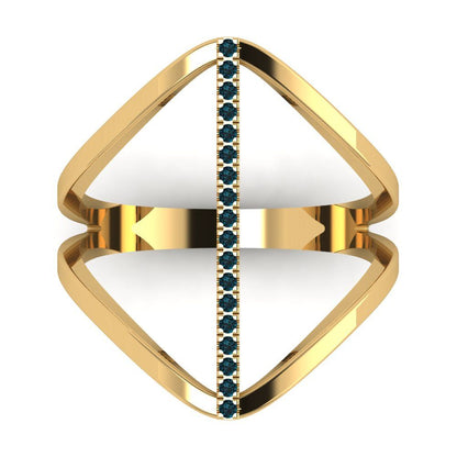 0.09 cttw Natural London Blue Topaz Statement Engagement Ring - Solid Yellow Gold (VVS1, Round Cut,1.0mm)