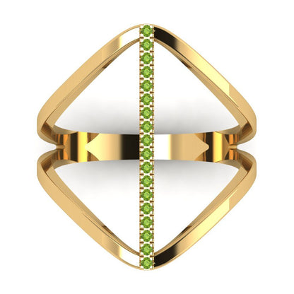 0.09 cttw Natural Peridot Statement Engagement Ring - Solid Gold (Round Cut,1.0mm)