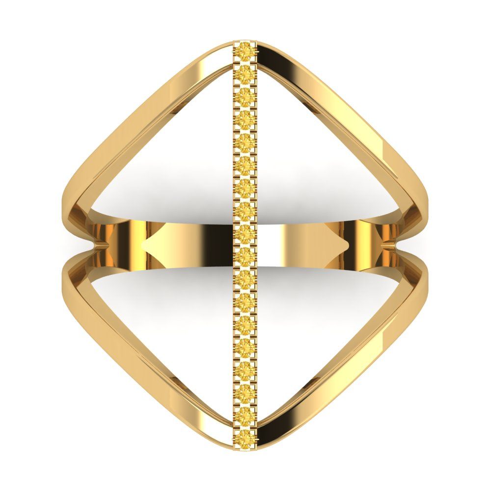 0.09 cttw Natural Citrine Statement Engagement Ring - Solid Gold (Round Cut,1.0mm)