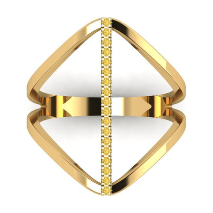 0.09 cttw Natural Citrine Statement Engagement Ring - Solid Gold (Round Cut,1.0mm)