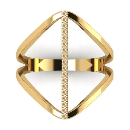 0.09 cttw Yellow Moissanite Statement Engagement Ring - Solid Gold (Round Cut,1.0mm)