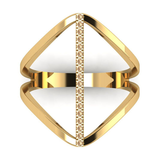0.09 cttw Yellow Moissanite Statement Engagement Ring - Solid Yellow Gold (VVS1, Round Cut,1.0mm)