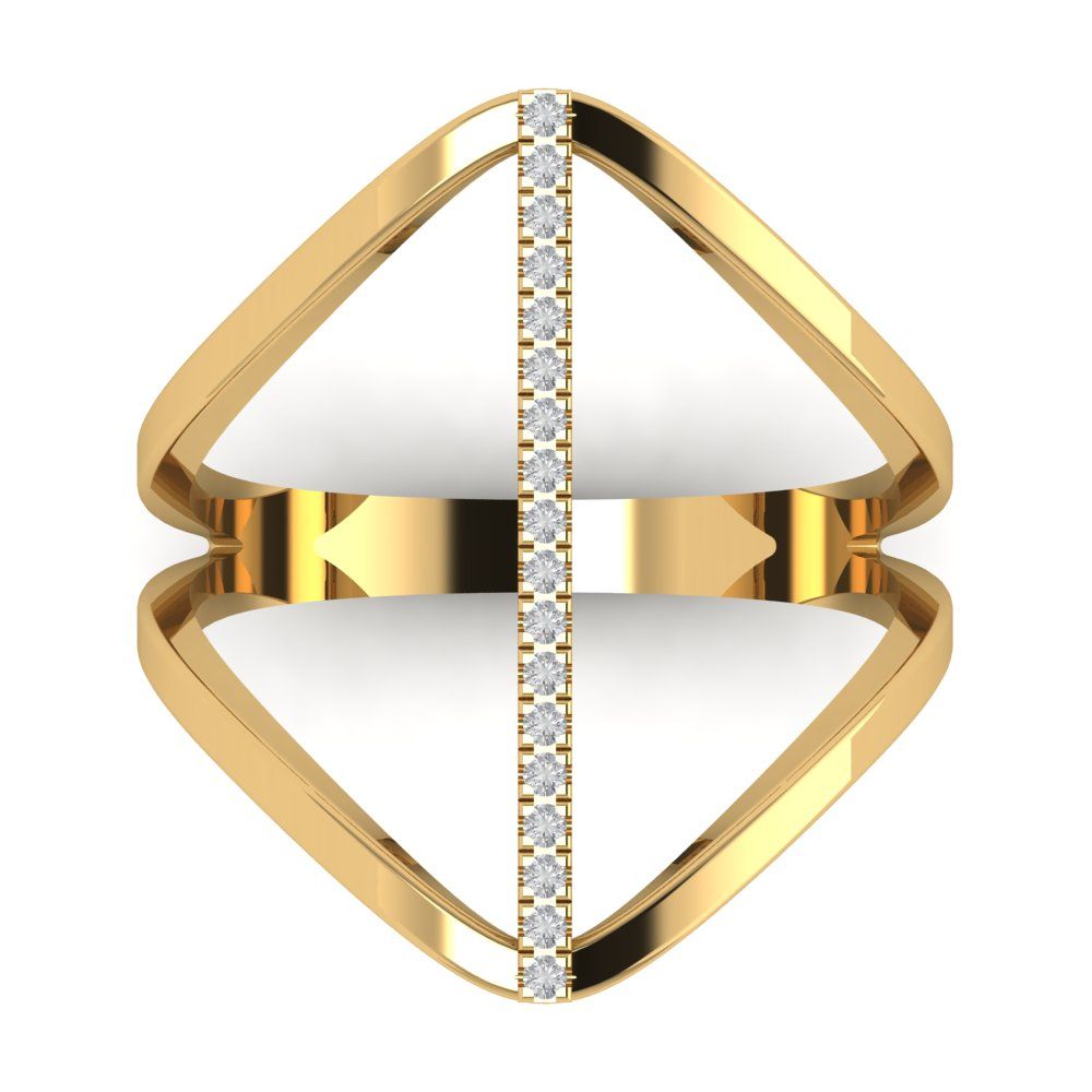0.09 cttw Moissanite Statement Engagement Ring - Solid Yellow Gold (VVS1, Round Cut,1.0mm)
