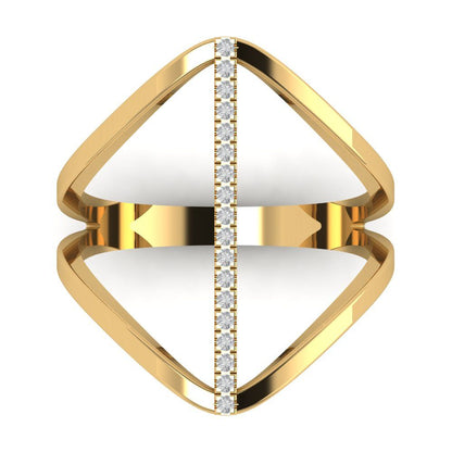 0.09 cttw Moissanite Statement Engagement Ring - Solid Yellow Gold (VVS1, Round Cut,1.0mm)