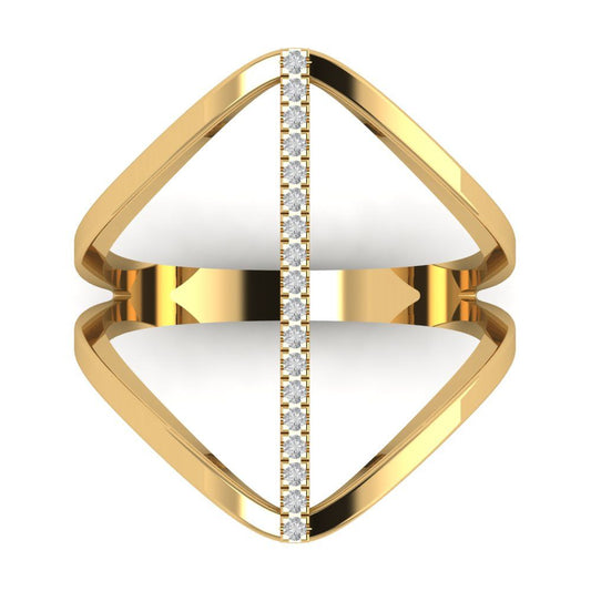 0.09 cttw Moissanite Statement Engagement Ring - Solid Yellow Gold (VVS1, Round Cut,1.0mm)