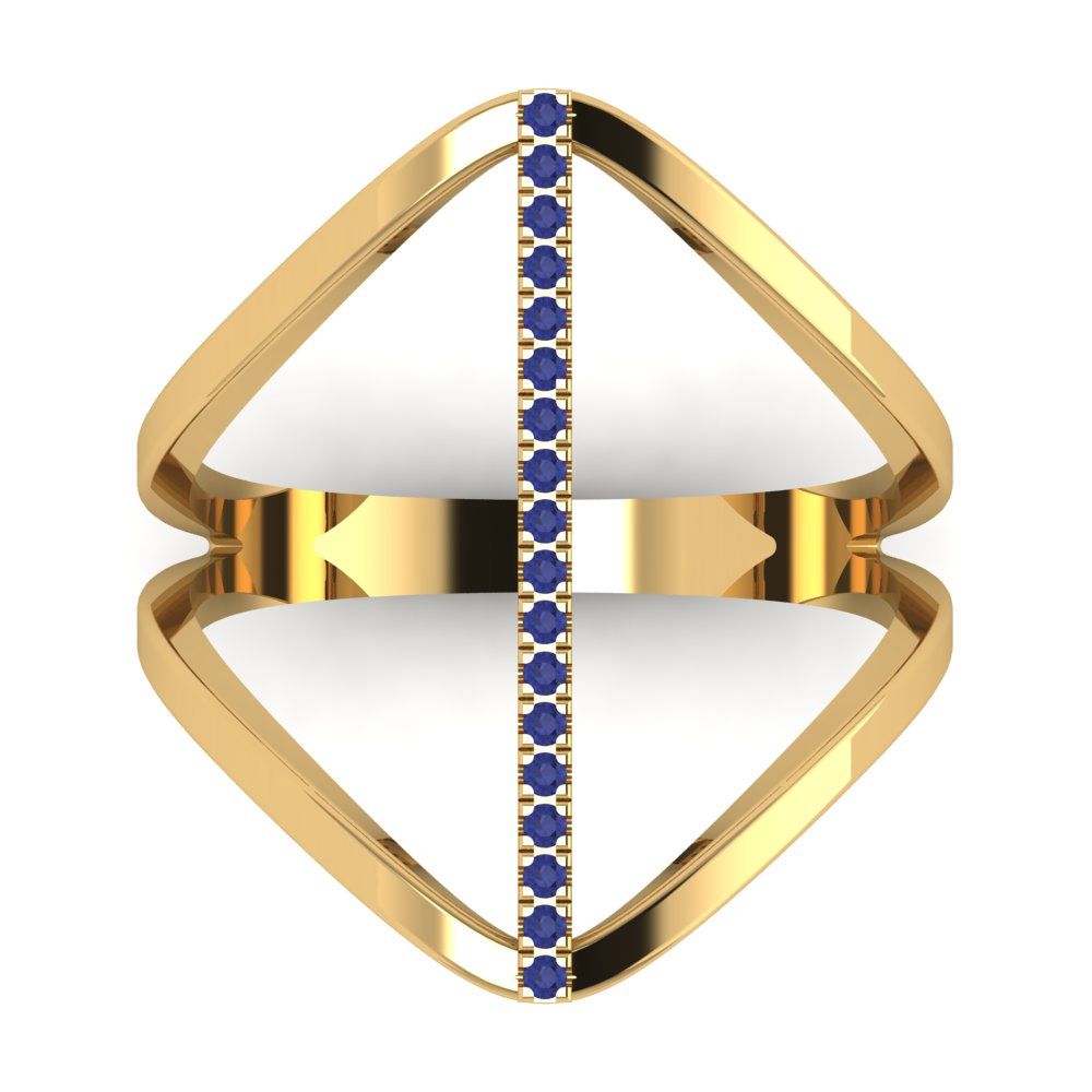 0.09 cttw Simulated Tanzanite Statement Engagement Ring - Solid Gold (Round Cut,1.0mm)