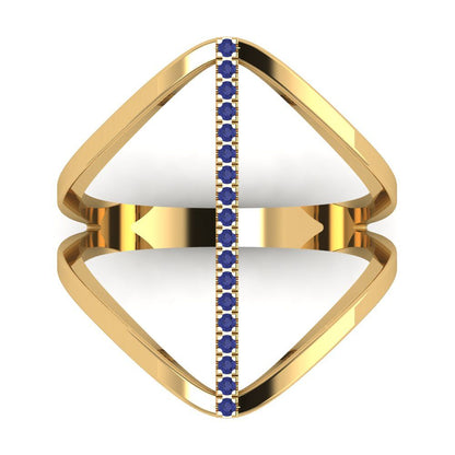 0.09 cttw Simulated Tanzanite Statement Engagement Ring - Solid Gold (Round Cut,1.0mm)