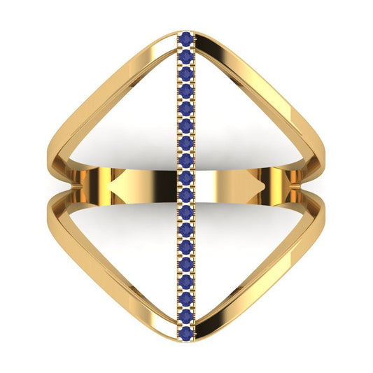 0.09 cttw Simulated Tanzanite Statement Engagement Ring - Solid Yellow Gold (VVS1, Round Cut,1.0mm)