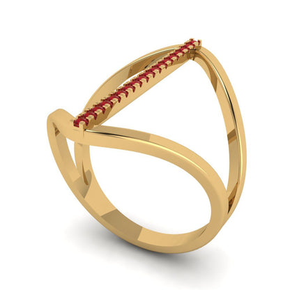 0.09 cttw Simulated Ruby Statement Engagement Ring - Solid Yellow Gold (VVS1, Round Cut,1.0mm)