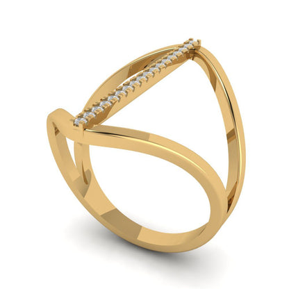 0.09 cttw Moissanite Statement Engagement Ring - Solid Yellow Gold (VVS1, Round Cut,1.0mm)