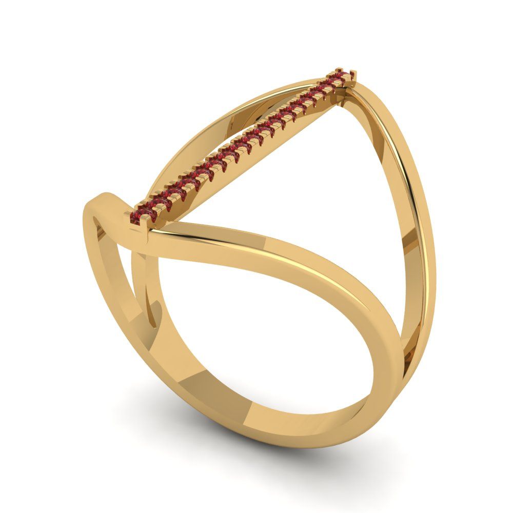0.09 cttw Natural Garnet Statement Engagement Ring - Solid Yellow Gold (VVS1, Round Cut,1.0mm)