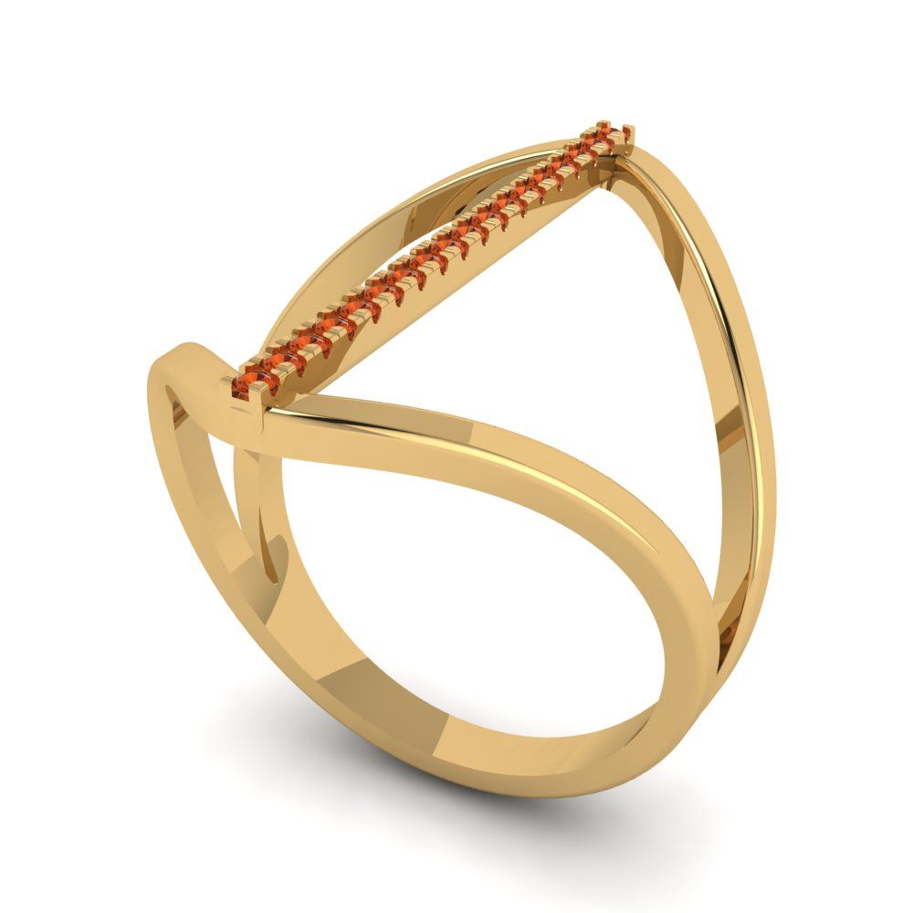 0.09 cttw Zirconia Simulated Red Diamond Statement Engagement Ring - Solid Yellow Gold (VVS1, Round Cut,1.0mm)