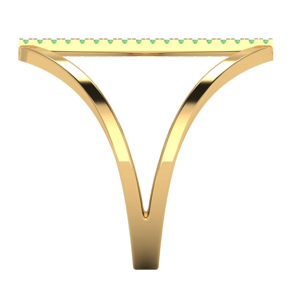 0.09 cttw Zirconia Simulated Green Diamond Statement Engagement Ring - Solid Yellow Gold (VVS1, Round Cut,1.0mm)
