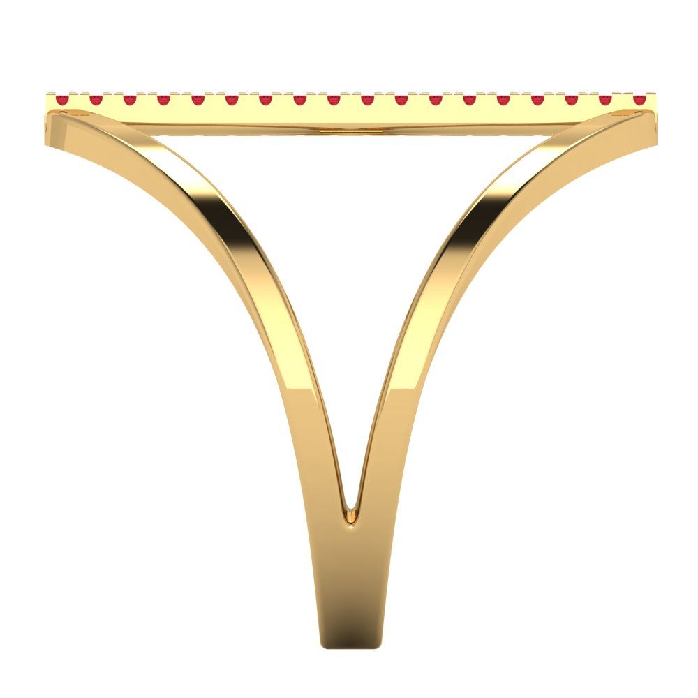 0.09 cttw Simulated Ruby Statement Engagement Ring - Solid Yellow Gold (VVS1, Round Cut,1.0mm)