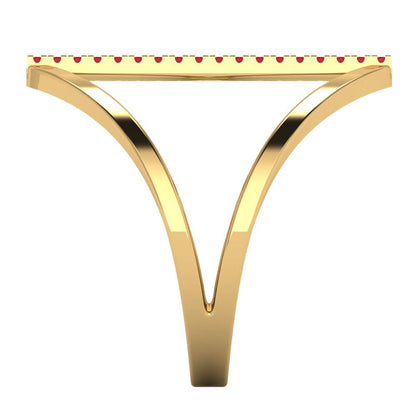 0.09 cttw Simulated Ruby Statement Engagement Ring - Solid Yellow Gold (VVS1, Round Cut,1.0mm)