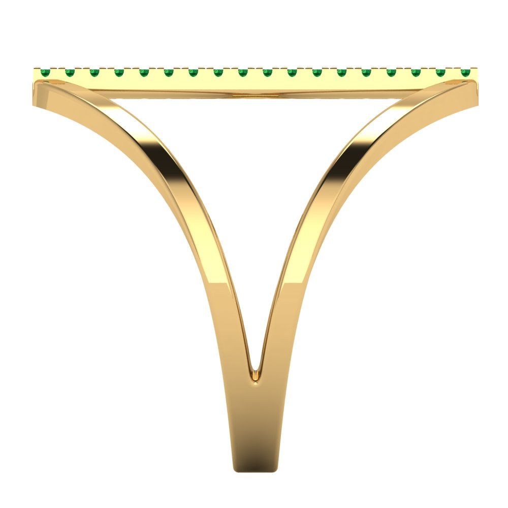 0.09 cttw Simulated Emerald Statement Engagement Ring - Solid Gold (Round Cut,1.0mm)