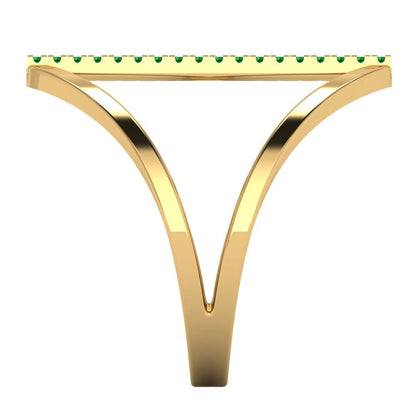 0.09 cttw Simulated Emerald Statement Engagement Ring - Solid Gold (Round Cut,1.0mm)