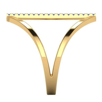 0.09 cttw Simulated Tanzanite Statement Engagement Ring - Solid Gold (Round Cut,1.0mm)