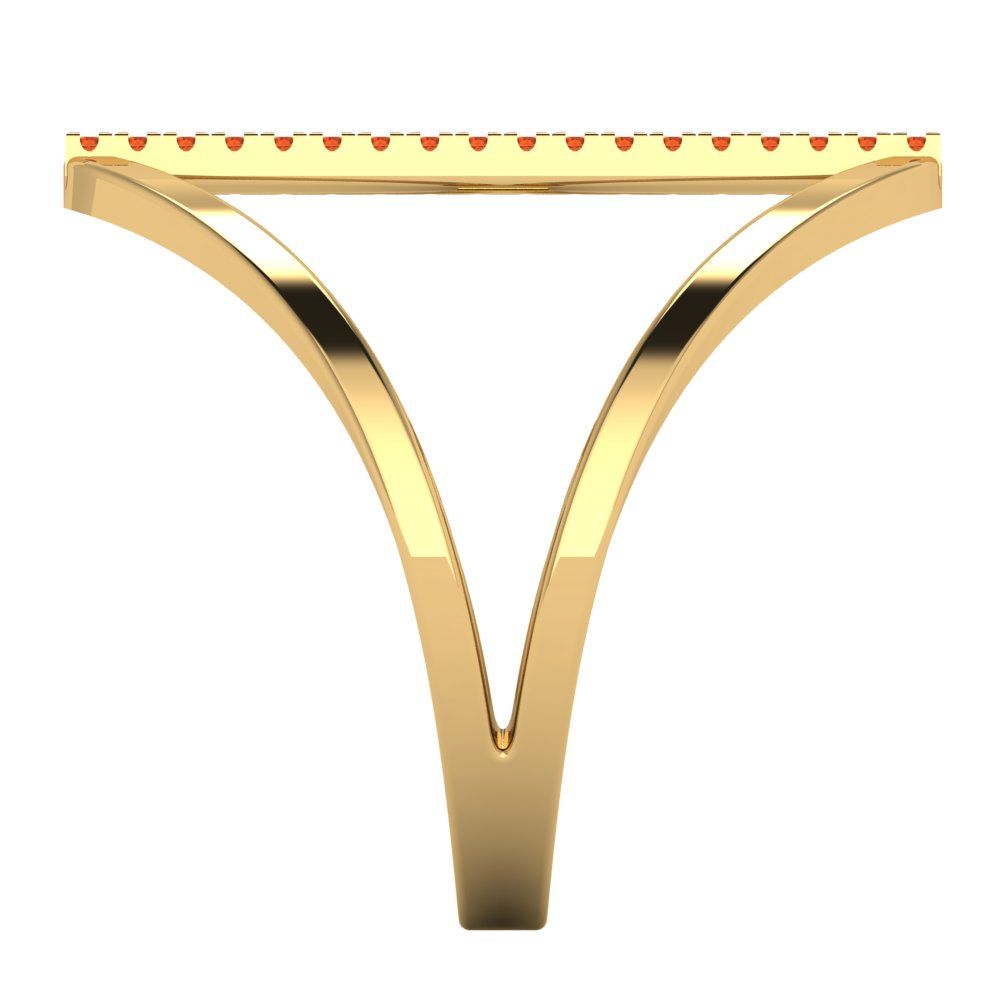 0.09 cttw Zirconia Simulated Red Diamond Statement Engagement Ring - Solid Yellow Gold (VVS1, Round Cut,1.0mm)