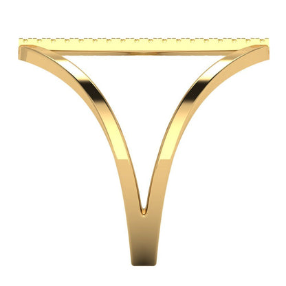 0.09 cttw Zirconia Simulated Yellow Diamond Statement Engagement Ring - Solid Yellow Gold (VVS1, Round Cut,1.0mm)