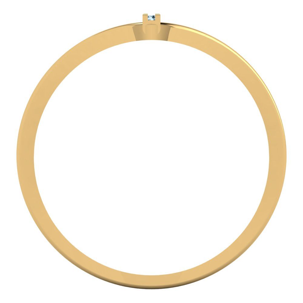 0.09 cttw Natural Aquamarine Statement Engagement Ring - Solid Gold (Round Cut,1.0mm)