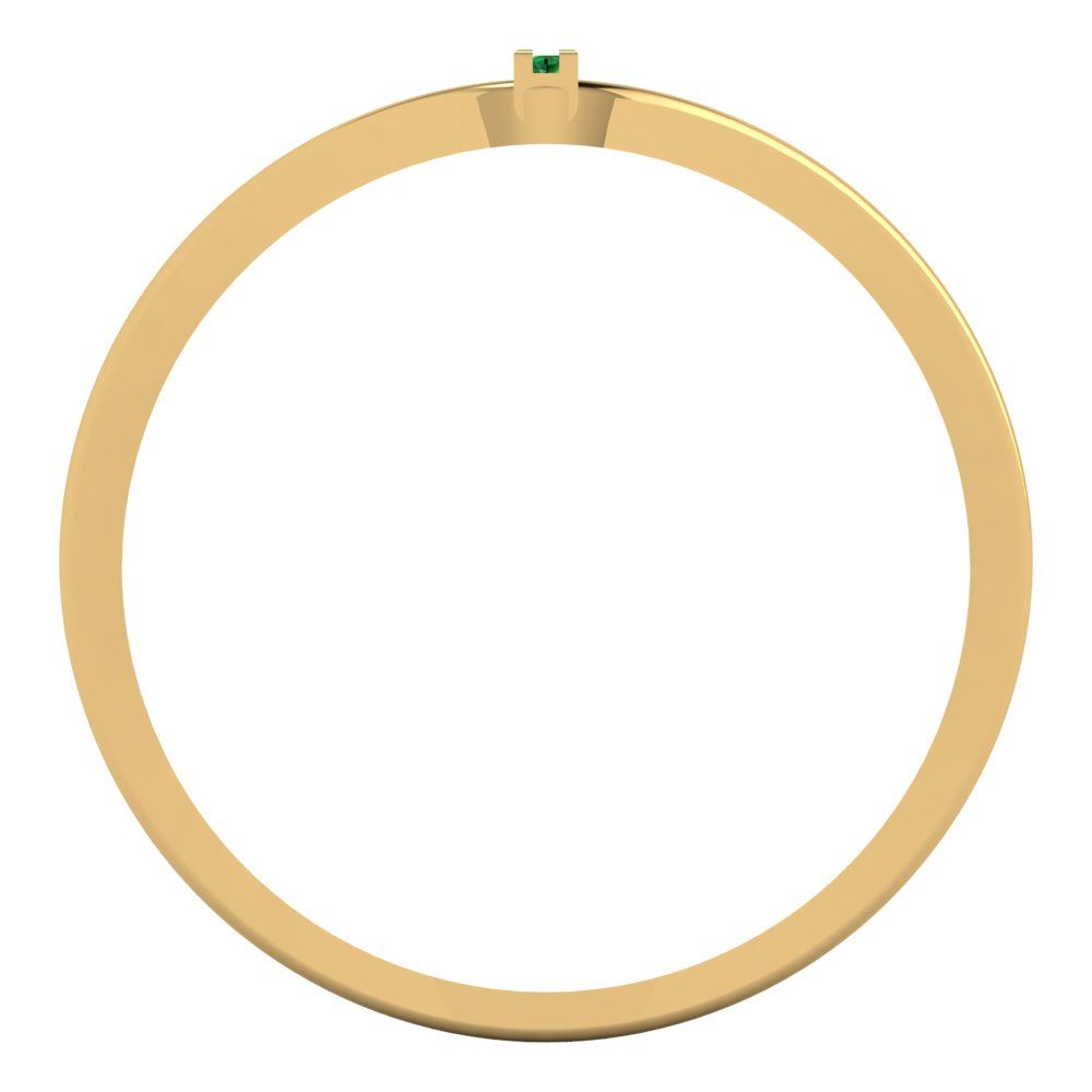 0.09 cttw Simulated Emerald Statement Engagement Ring - Solid Gold (Round Cut,1.0mm)