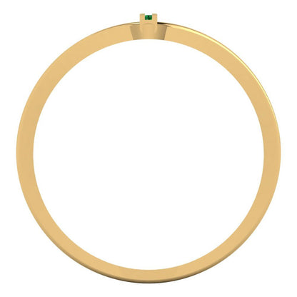 0.09 cttw Simulated Emerald Statement Engagement Ring - Solid Gold (Round Cut,1.0mm)