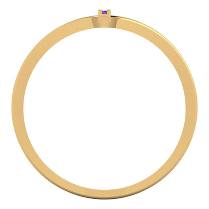 0.09 cttw Natural Amethyst Statement Engagement Ring - Solid Gold (Round Cut,1.0mm)