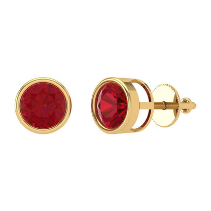 1 ctw Pink Tourmaline Studs Earrings | 5.0mm Round Cut White Gold Screw back | April Birthstone