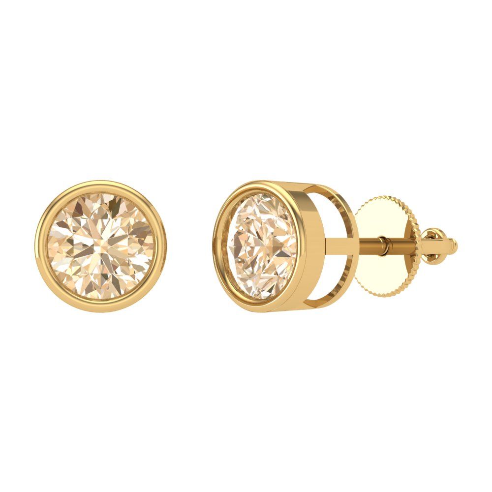 1 ctw Morganite Studs Earrings | 5.0mm Round Cut White Gold Screw back | February Birthstone