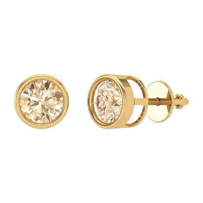 1 ctw Morganite Studs Earrings | 5.0mm Round Cut White Gold Screw back | February Birthstone