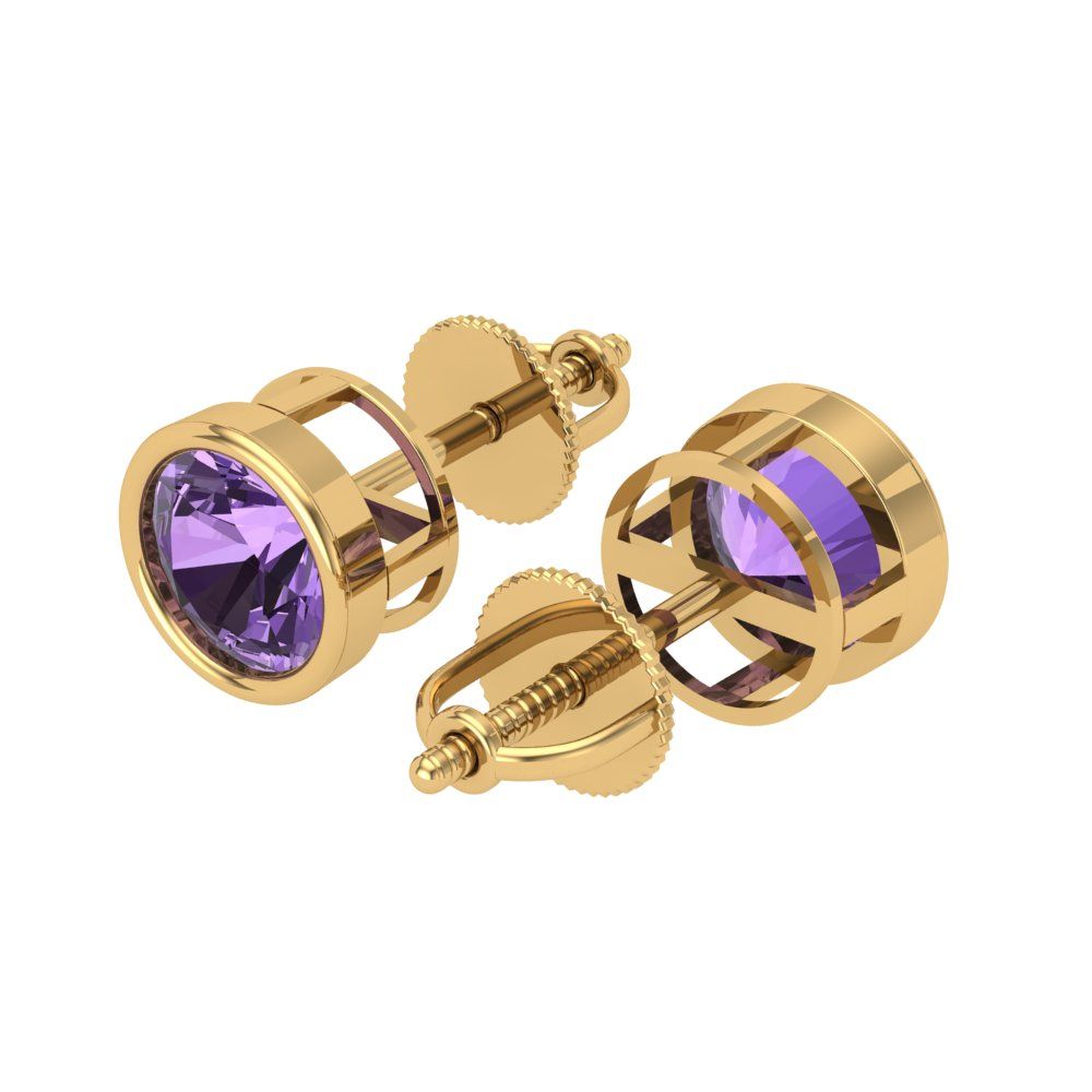 1 ctw Alexandrite Studs Earrings | 5.0mm Round Cut White Gold Screw back | June Birthstone